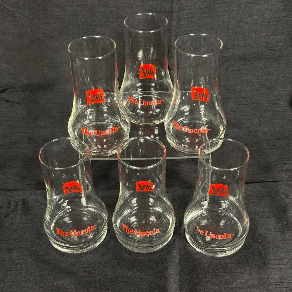 Vintage 7Up dnL The Uncola Glasses Set of 6 Red Logo Soda Advertising 6 inch